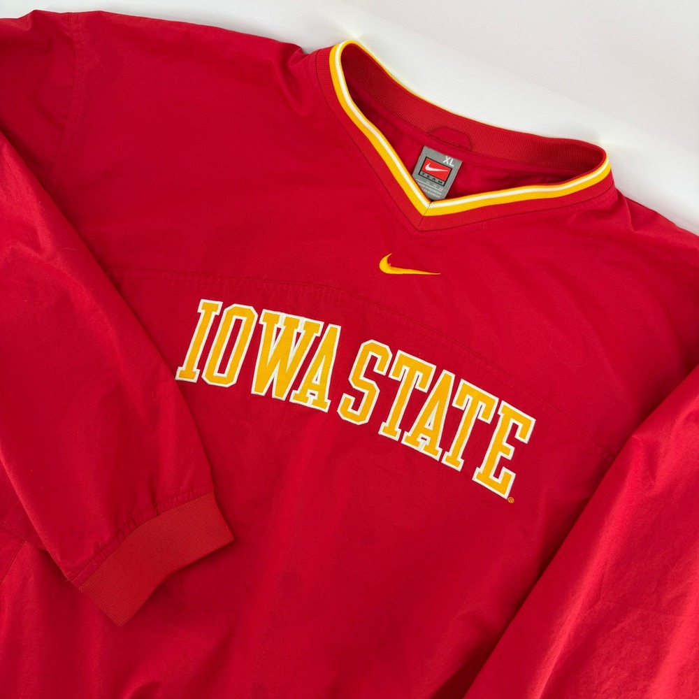 Nike Iowa State Cyclones Windbreaker Mens XL Red V-Neck Pullover Jacket NCAA